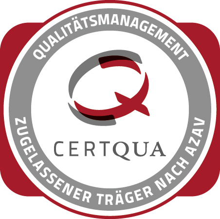 Siegel der CERTQUA GmbH als zugelassener Träger nach AZAV