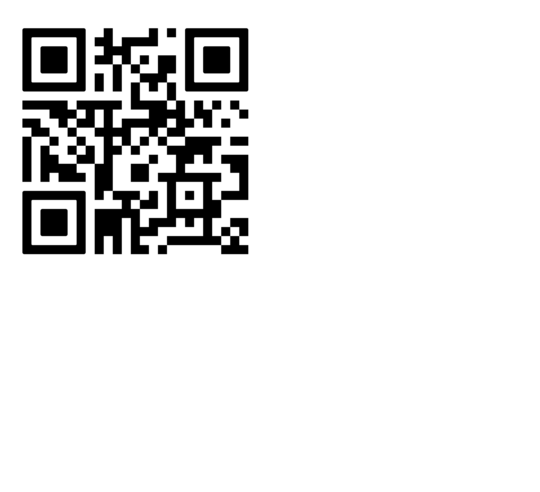 Black and white QR code pattern for scanning with a smartphone. The design consists of various squares and dots arranged in a grid layout, with two larger squares located in the corners.