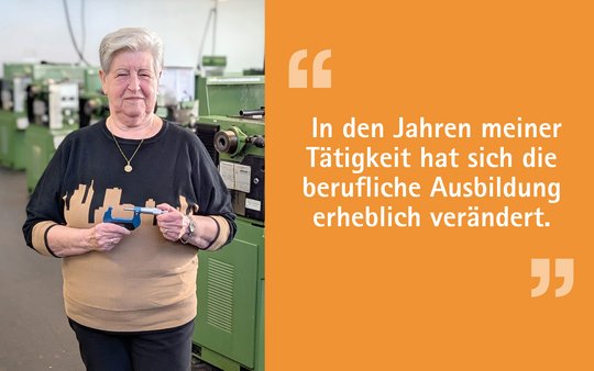 Roswitha Müller in Metallwerkstatt
