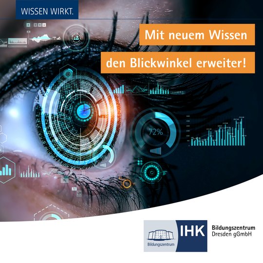 Auge mit technischen Grafiken